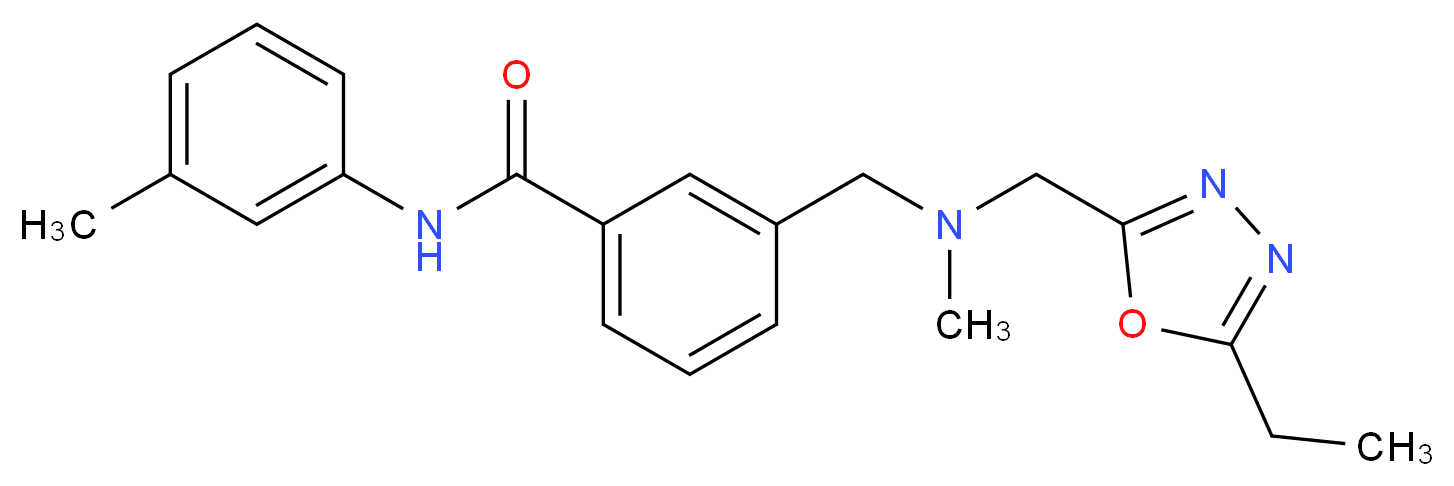 3-{[[(5-ethyl-1,3,4-oxadiazol-2-yl)methyl](methyl)amino]methyl}-N-(3-methylphenyl)benzamide_分子结构_CAS_)