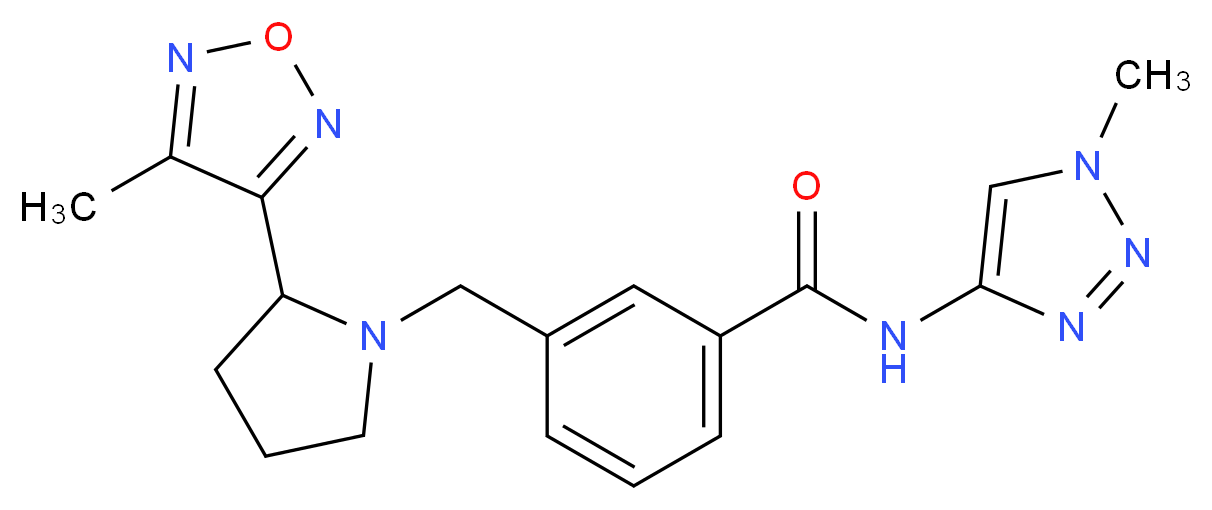 3-{[2-(4-methyl-1,2,5-oxadiazol-3-yl)pyrrolidin-1-yl]methyl}-N-(1-methyl-1H-1,2,3-triazol-4-yl)benzamide_分子结构_CAS_)