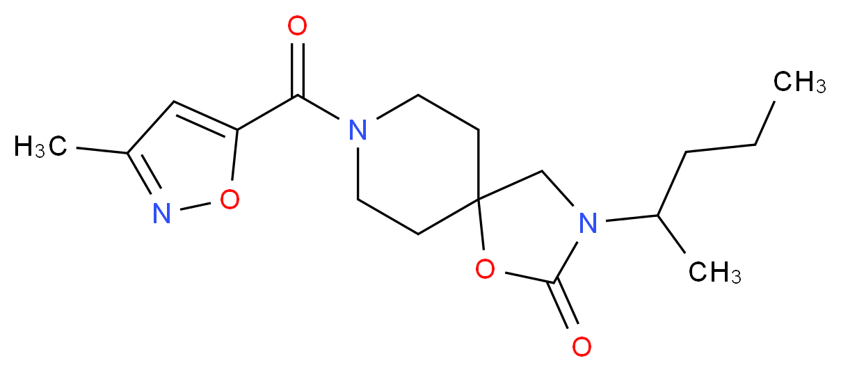 3-(1-methylbutyl)-8-[(3-methylisoxazol-5-yl)carbonyl]-1-oxa-3,8-diazaspiro[4.5]decan-2-one_分子结构_CAS_)