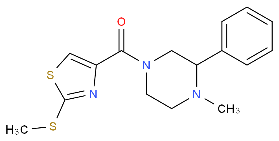 1-methyl-4-{[2-(methylthio)-1,3-thiazol-4-yl]carbonyl}-2-phenylpiperazine_分子结构_CAS_)