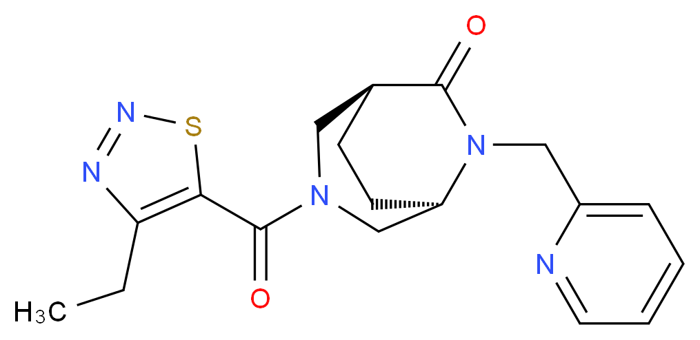 (1S*,5R*)-3-[(4-ethyl-1,2,3-thiadiazol-5-yl)carbonyl]-6-(2-pyridinylmethyl)-3,6-diazabicyclo[3.2.2]nonan-7-one_分子结构_CAS_)