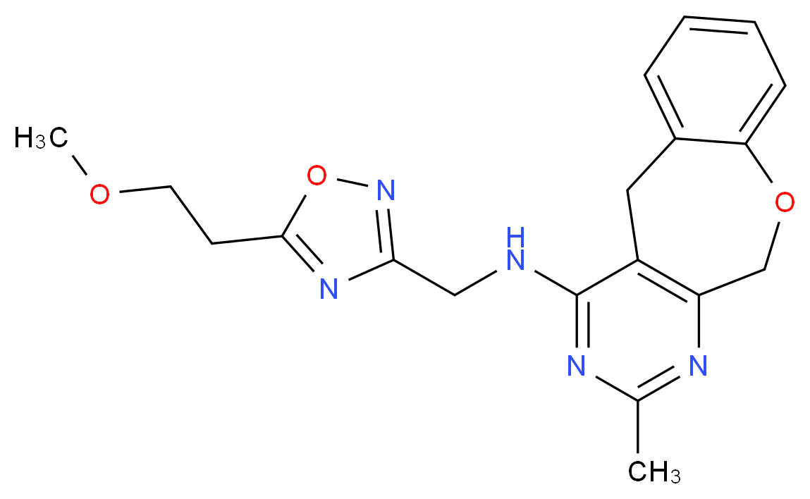N-{[5-(2-methoxyethyl)-1,2,4-oxadiazol-3-yl]methyl}-2-methyl-5,11-dihydro[1]benzoxepino[3,4-d]pyrimidin-4-amine_分子结构_CAS_)
