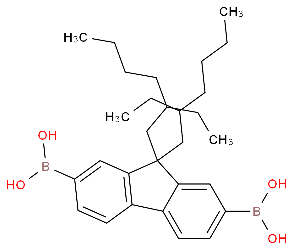 [9,9-双(2-乙基己基)-9H-芴-2,7-二基]二硼酸_分子结构_CAS_264615-47-6)