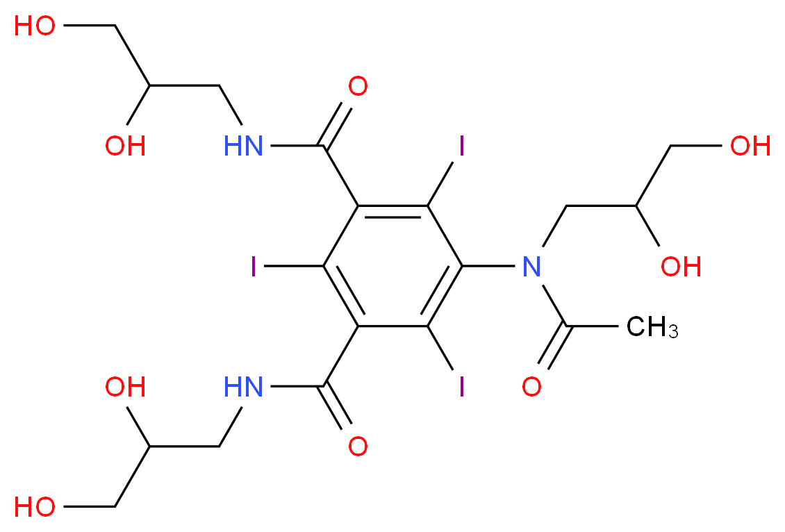 5-(N-2-3-DIHYDROXYPROPYL-ACETMIDO)-2,4,6-TRIIODO-N,N'-bis-(2,3-DIHYDROXYPROPYL)-ISOPHTHALAMIDE_分子结构_CAS_66108-95-0)