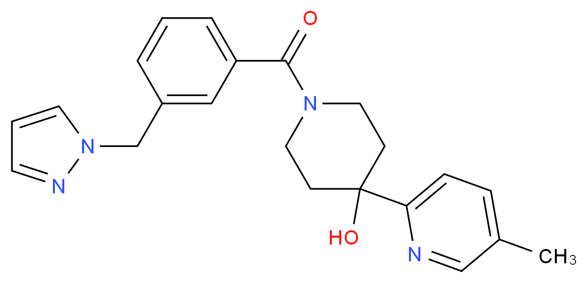 4-(5-methylpyridin-2-yl)-1-[3-(1H-pyrazol-1-ylmethyl)benzoyl]piperidin-4-ol_分子结构_CAS_)