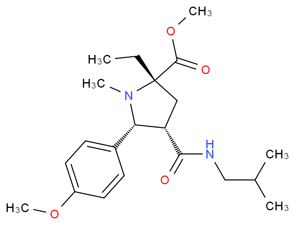 methyl (2S*,4S*,5R*)-2-ethyl-4-[(isobutylamino)carbonyl]-5-(4-methoxyphenyl)-1-methyl-2-pyrrolidinecarboxylate_分子结构_CAS_)