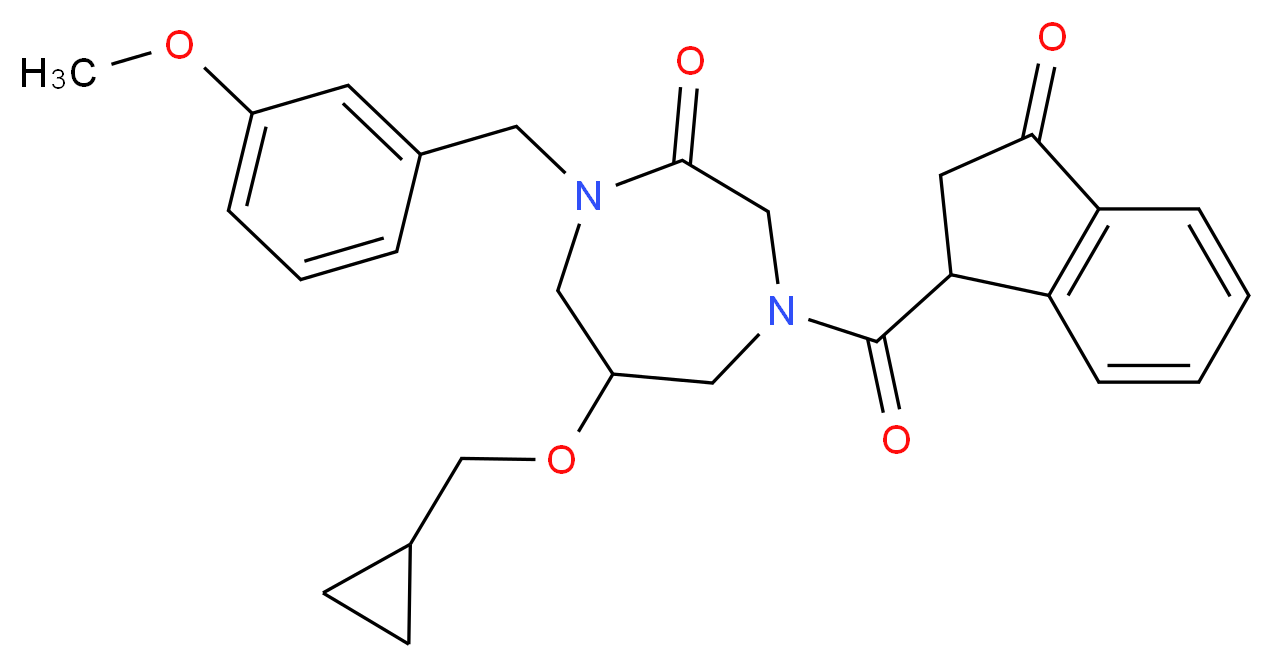 6-(cyclopropylmethoxy)-1-(3-methoxybenzyl)-4-[(3-oxo-2,3-dihydro-1H-inden-1-yl)carbonyl]-1,4-diazepan-2-one_分子结构_CAS_)