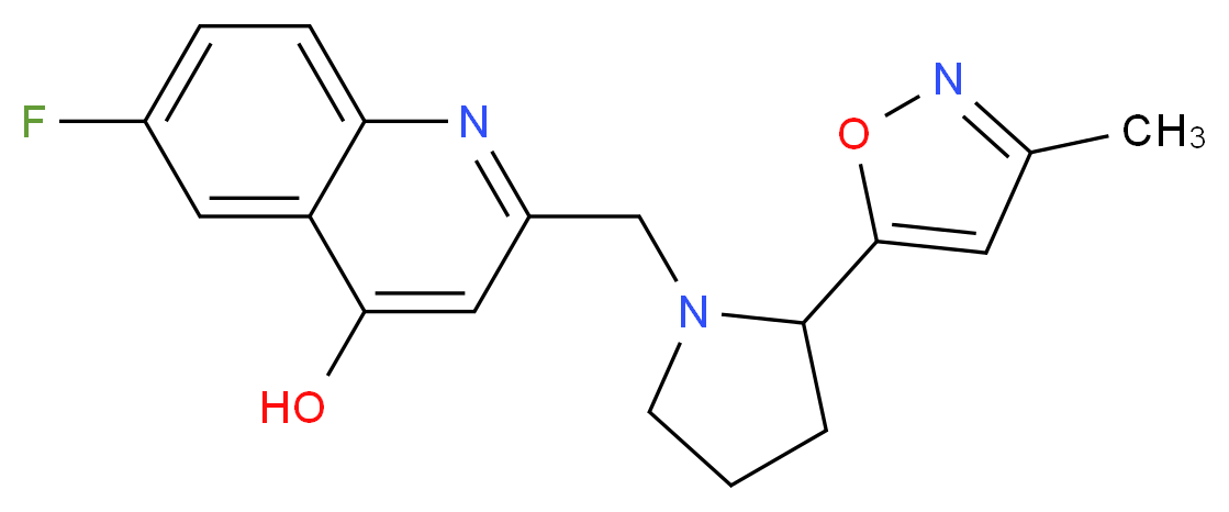 6-fluoro-2-{[2-(3-methylisoxazol-5-yl)pyrrolidin-1-yl]methyl}quinolin-4-ol_分子结构_CAS_)