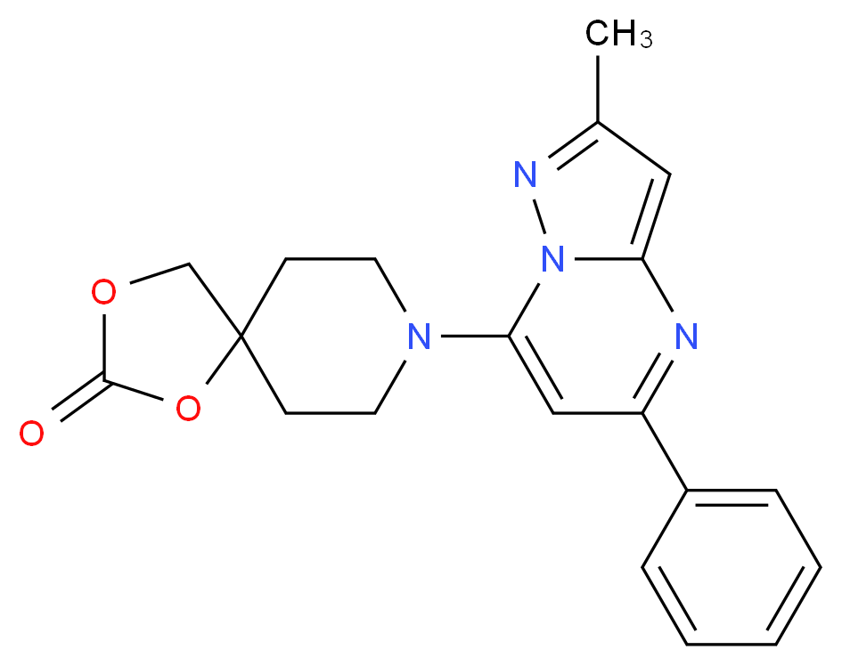 8-(2-methyl-5-phenylpyrazolo[1,5-a]pyrimidin-7-yl)-1,3-dioxa-8-azaspiro[4.5]decan-2-one_分子结构_CAS_)