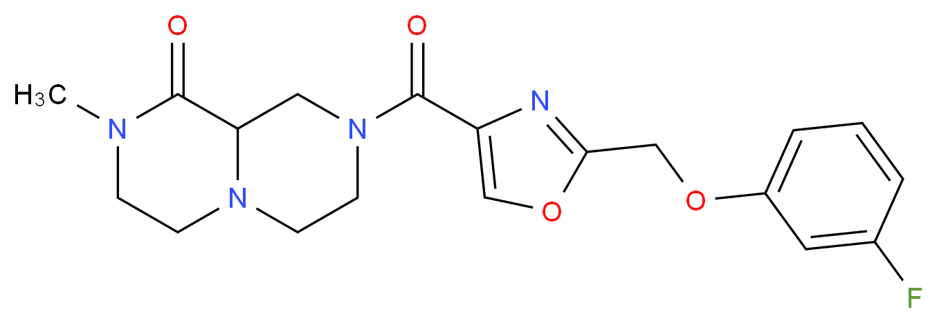 8-({2-[(3-fluorophenoxy)methyl]-1,3-oxazol-4-yl}carbonyl)-2-methylhexahydro-2H-pyrazino[1,2-a]pyrazin-1(6H)-one_分子结构_CAS_)