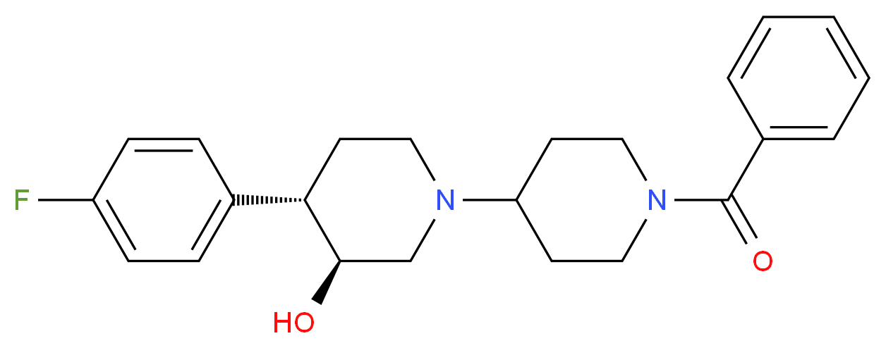 (3S*,4S*)-1'-benzoyl-4-(4-fluorophenyl)-1,4'-bipiperidin-3-ol_分子结构_CAS_)