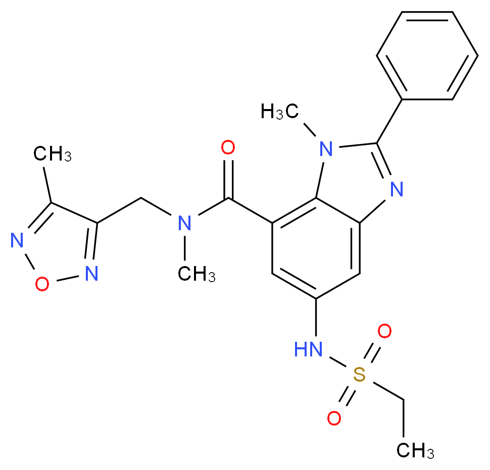 5-[(ethylsulfonyl)amino]-N,1-dimethyl-N-[(4-methyl-1,2,5-oxadiazol-3-yl)methyl]-2-phenyl-1H-benzimidazole-7-carboxamide_分子结构_CAS_)