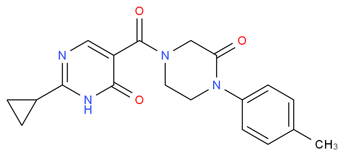 2-cyclopropyl-5-{[4-(4-methylphenyl)-3-oxo-1-piperazinyl]carbonyl}-4(3H)-pyrimidinone_分子结构_CAS_)