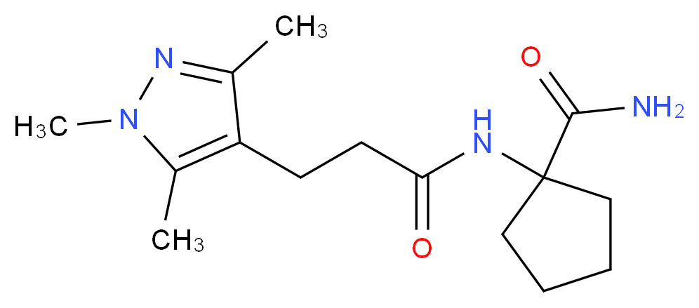 1-{[3-(1,3,5-trimethyl-1H-pyrazol-4-yl)propanoyl]amino}cyclopentanecarboxamide_分子结构_CAS_)