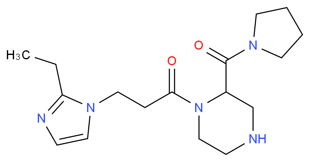 1-[3-(2-ethyl-1H-imidazol-1-yl)propanoyl]-2-(1-pyrrolidinylcarbonyl)piperazine_分子结构_CAS_)