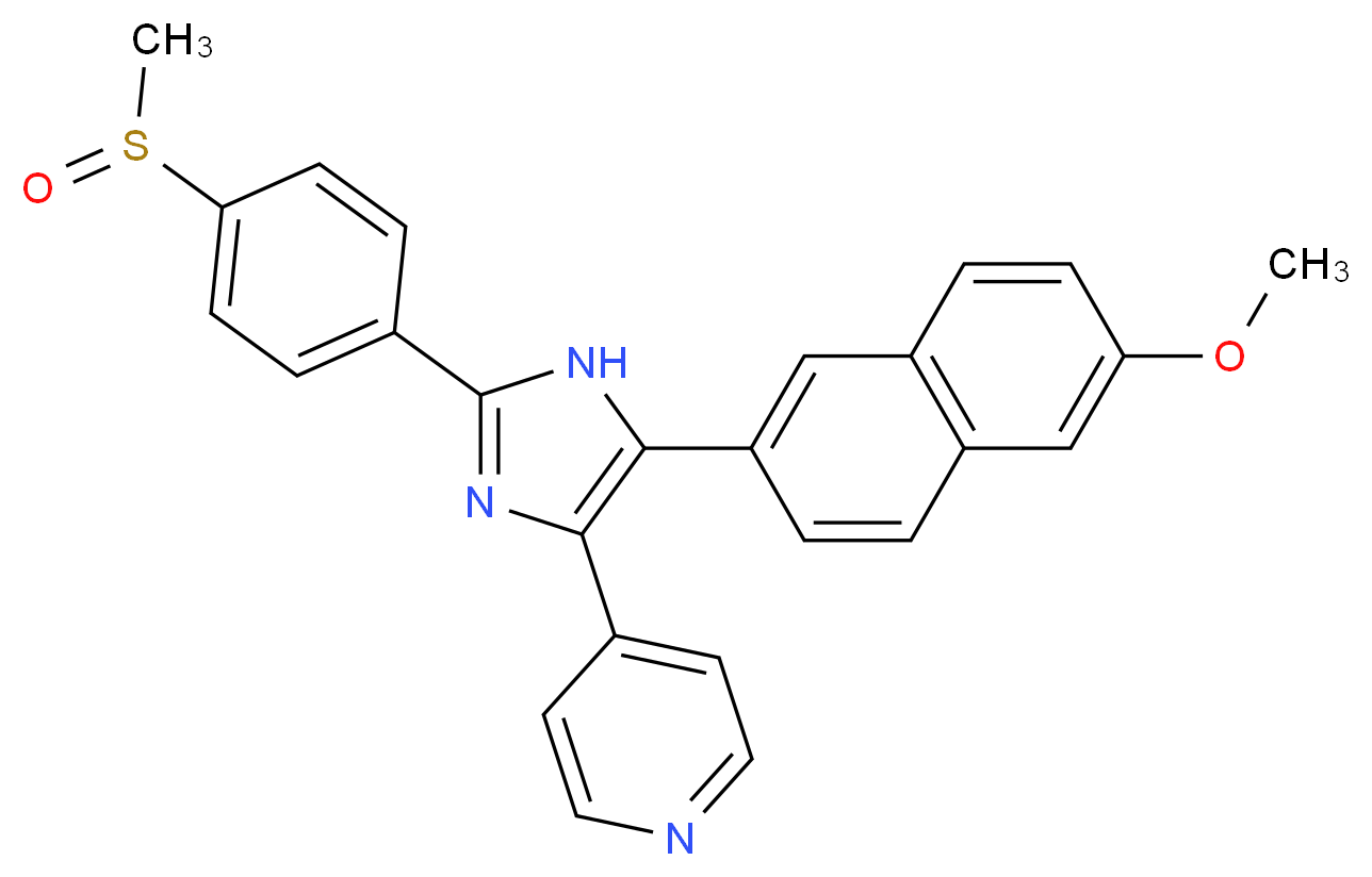 4-[2-(4-methanesulfinylphenyl)-5-(6-methoxynaphthalen-2-yl)-1H-imidazol-4-yl]pyridine_分子结构_CAS_948557-43-5