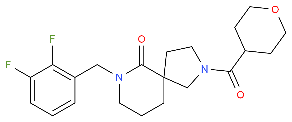 7-(2,3-difluorobenzyl)-2-(tetrahydro-2H-pyran-4-ylcarbonyl)-2,7-diazaspiro[4.5]decan-6-one_分子结构_CAS_)