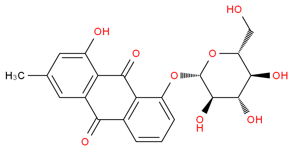 1-hydroxy-3-methyl-8-{[(2S,3R,4S,5S,6R)-3,4,5-trihydroxy-6-(hydroxymethyl)oxan-2-yl]oxy}-9,10-dihydroanthracene-9,10-dione_分子结构_CAS_13241-28-6