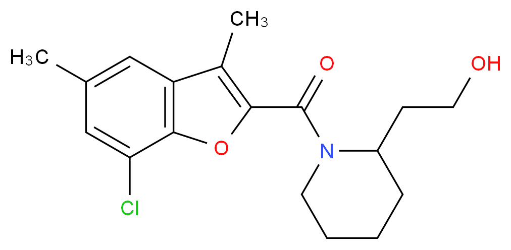 2-{1-[(7-chloro-3,5-dimethyl-1-benzofuran-2-yl)carbonyl]-2-piperidinyl}ethanol_分子结构_CAS_)