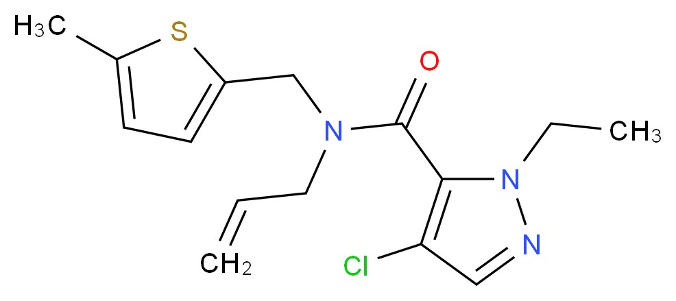 N-allyl-4-chloro-1-ethyl-N-[(5-methyl-2-thienyl)methyl]-1H-pyrazole-5-carboxamide_分子结构_CAS_)