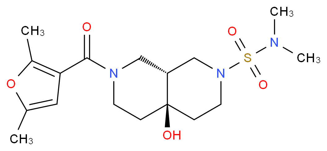 (4aR*,8aR*)-7-(2,5-dimethyl-3-furoyl)-4a-hydroxy-N,N-dimethyloctahydro-2,7-naphthyridine-2(1H)-sulfonamide_分子结构_CAS_)