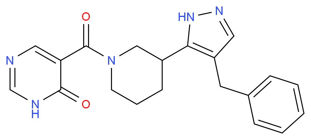 5-{[3-(4-benzyl-1H-pyrazol-5-yl)piperidin-1-yl]carbonyl}pyrimidin-4(3H)-one_分子结构_CAS_)
