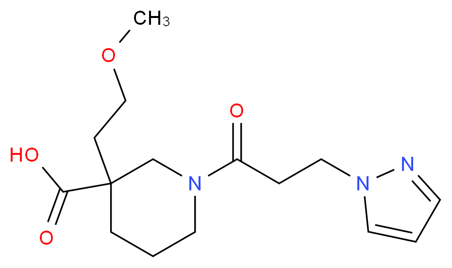 3-(2-methoxyethyl)-1-[3-(1H-pyrazol-1-yl)propanoyl]-3-piperidinecarboxylic acid_分子结构_CAS_)