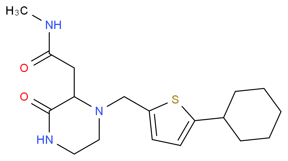 2-{1-[(5-cyclohexyl-2-thienyl)methyl]-3-oxopiperazin-2-yl}-N-methylacetamide_分子结构_CAS_)