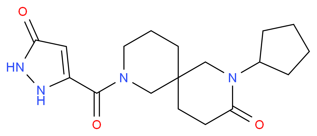 2-cyclopentyl-8-[(5-oxo-2,5-dihydro-1H-pyrazol-3-yl)carbonyl]-2,8-diazaspiro[5.5]undecan-3-one_分子结构_CAS_)