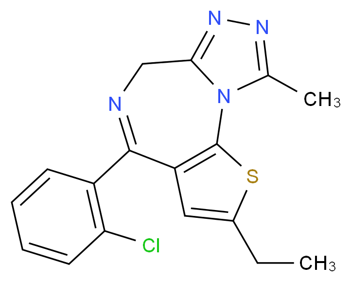 7-(2-chlorophenyl)-4-ethyl-13-methyl-3-thia-1,8,11,12-tetraazatricyclo[8.3.0.0<sup>2</sup>,<sup>6</sup>]trideca-2(6),4,7,10,12-pentaene_分子结构_CAS_40054-69-1