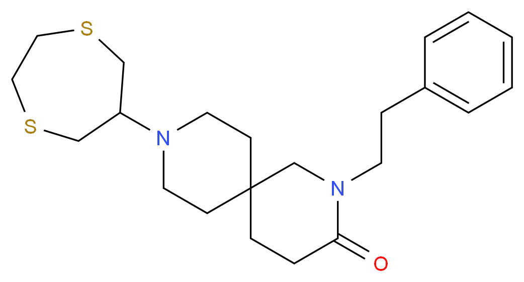 9-(1,4-dithiepan-6-yl)-2-(2-phenylethyl)-2,9-diazaspiro[5.5]undecan-3-one_分子结构_CAS_)