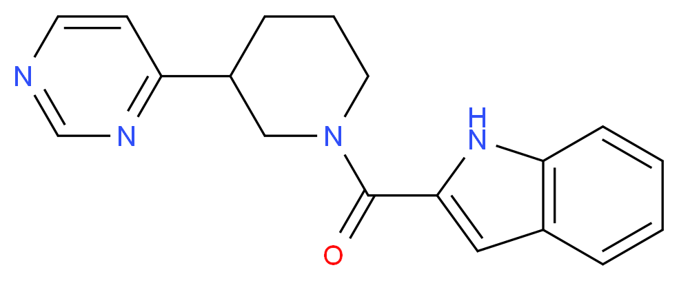 2-{[3-(4-pyrimidinyl)-1-piperidinyl]carbonyl}-1H-indole_分子结构_CAS_)
