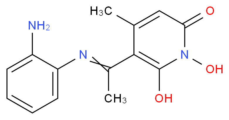 5-{1-[(2-aminophenyl)imino]ethyl}-1,6-dihydroxy-4-methyl-1,2-dihydropyridin-2-one_分子结构_CAS_345893-91-6