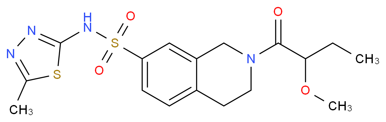 2-(2-methoxybutanoyl)-N-(5-methyl-1,3,4-thiadiazol-2-yl)-1,2,3,4-tetrahydroisoquinoline-7-sulfonamide_分子结构_CAS_)
