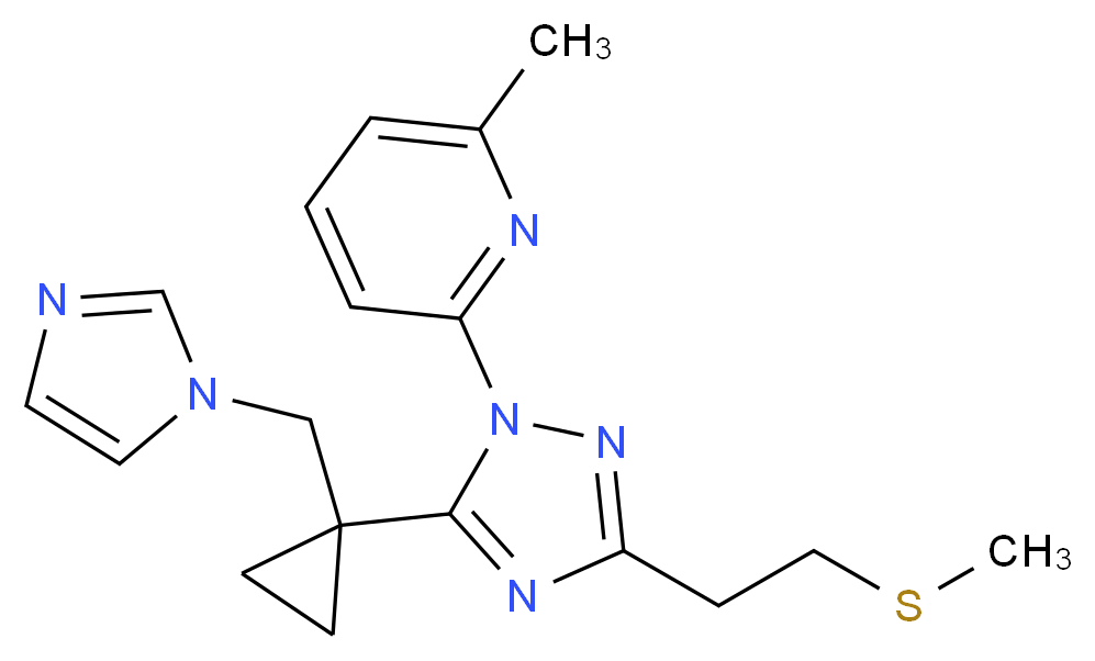 2-{5-[1-(1H-imidazol-1-ylmethyl)cyclopropyl]-3-[2-(methylthio)ethyl]-1H-1,2,4-triazol-1-yl}-6-methylpyridine_分子结构_CAS_)