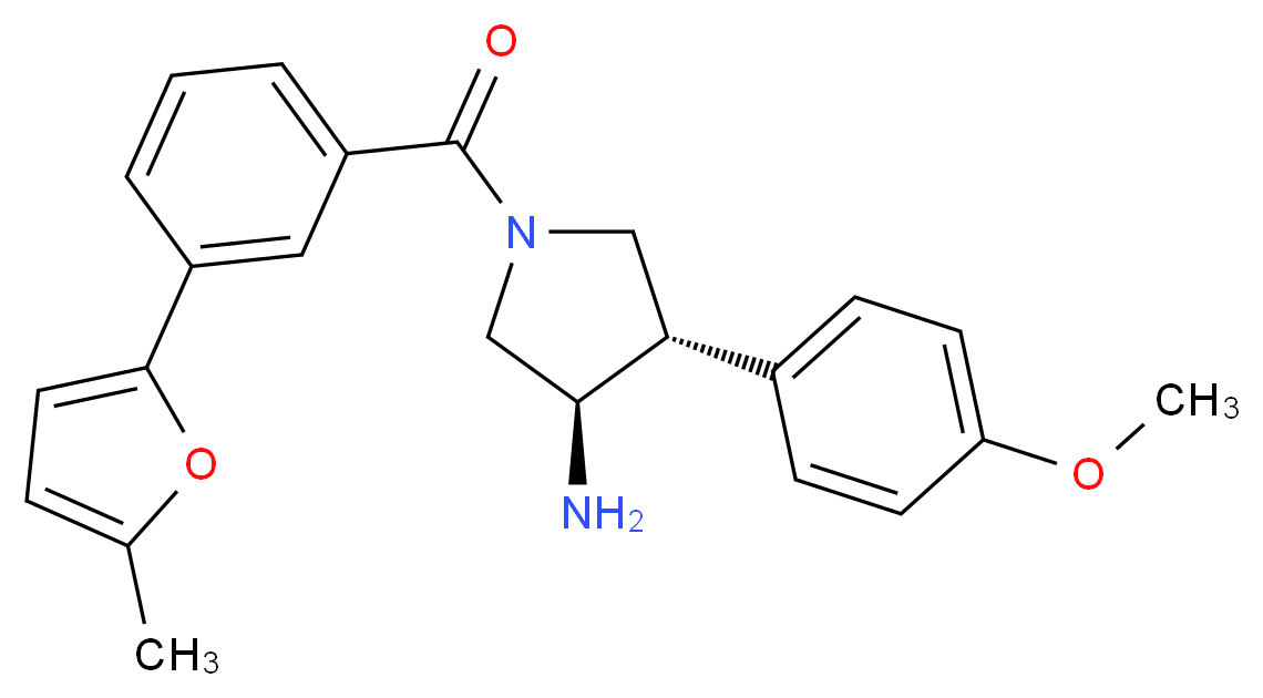 (3R*,4S*)-4-(4-methoxyphenyl)-1-[3-(5-methyl-2-furyl)benzoyl]pyrrolidin-3-amine_分子结构_CAS_)