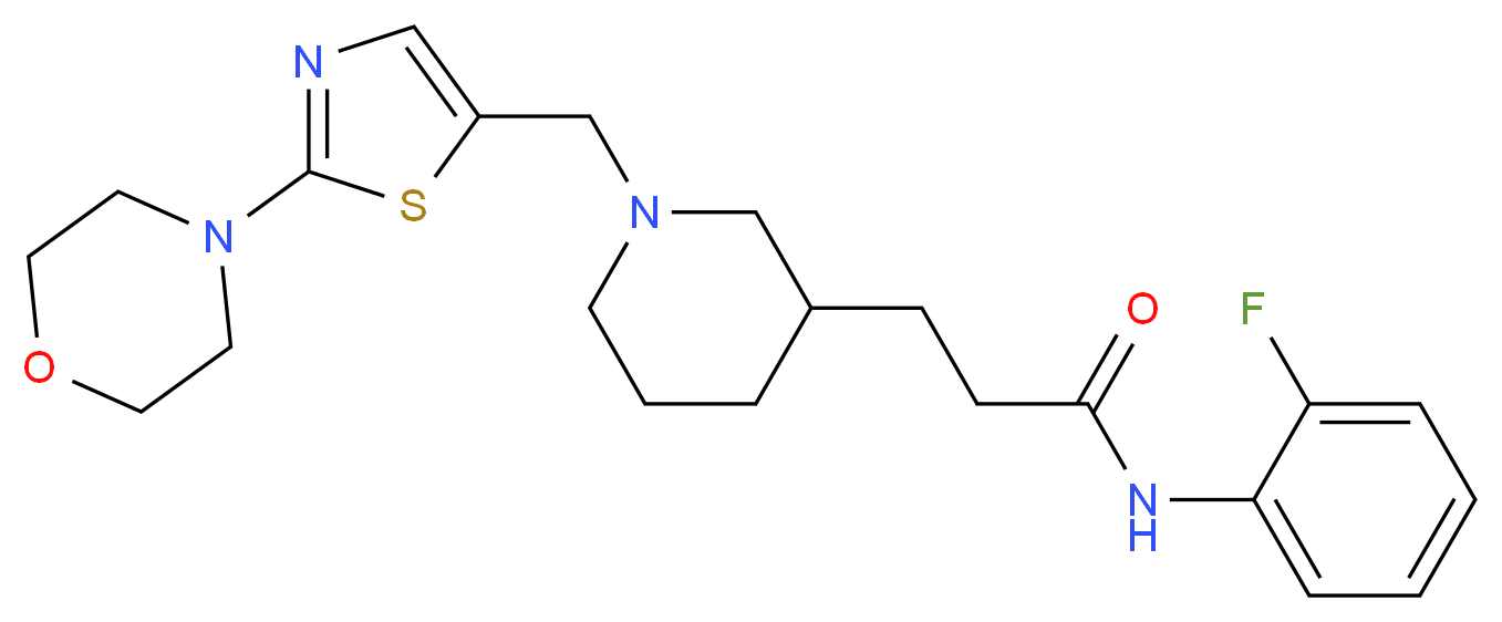 N-(2-fluorophenyl)-3-(1-{[2-(4-morpholinyl)-1,3-thiazol-5-yl]methyl}-3-piperidinyl)propanamide_分子结构_CAS_)