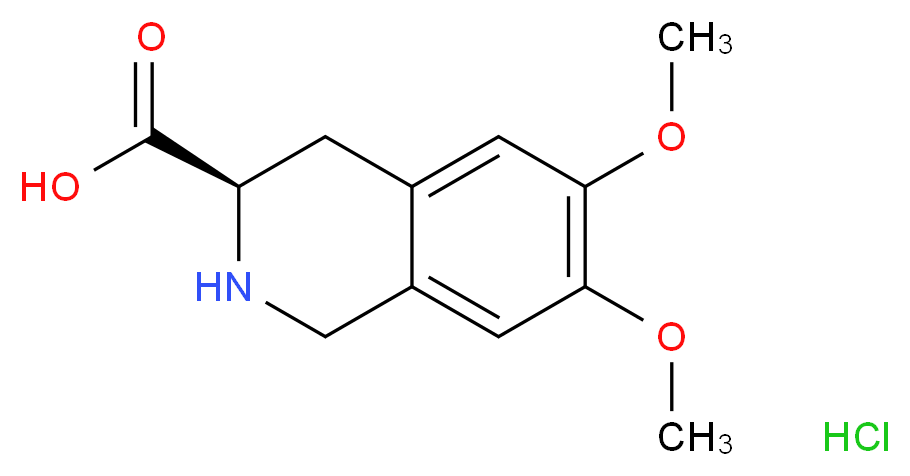 (3S)-1,2,3,4-Tetrahydro-6,7-dimethoxy-3-isoquinolinecarboxylic Acid Hydrochloride_分子结构_CAS_82586-62-7)