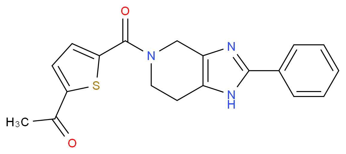 1-{5-[(2-phenyl-1,4,6,7-tetrahydro-5H-imidazo[4,5-c]pyridin-5-yl)carbonyl]-2-thienyl}ethanone_分子结构_CAS_)