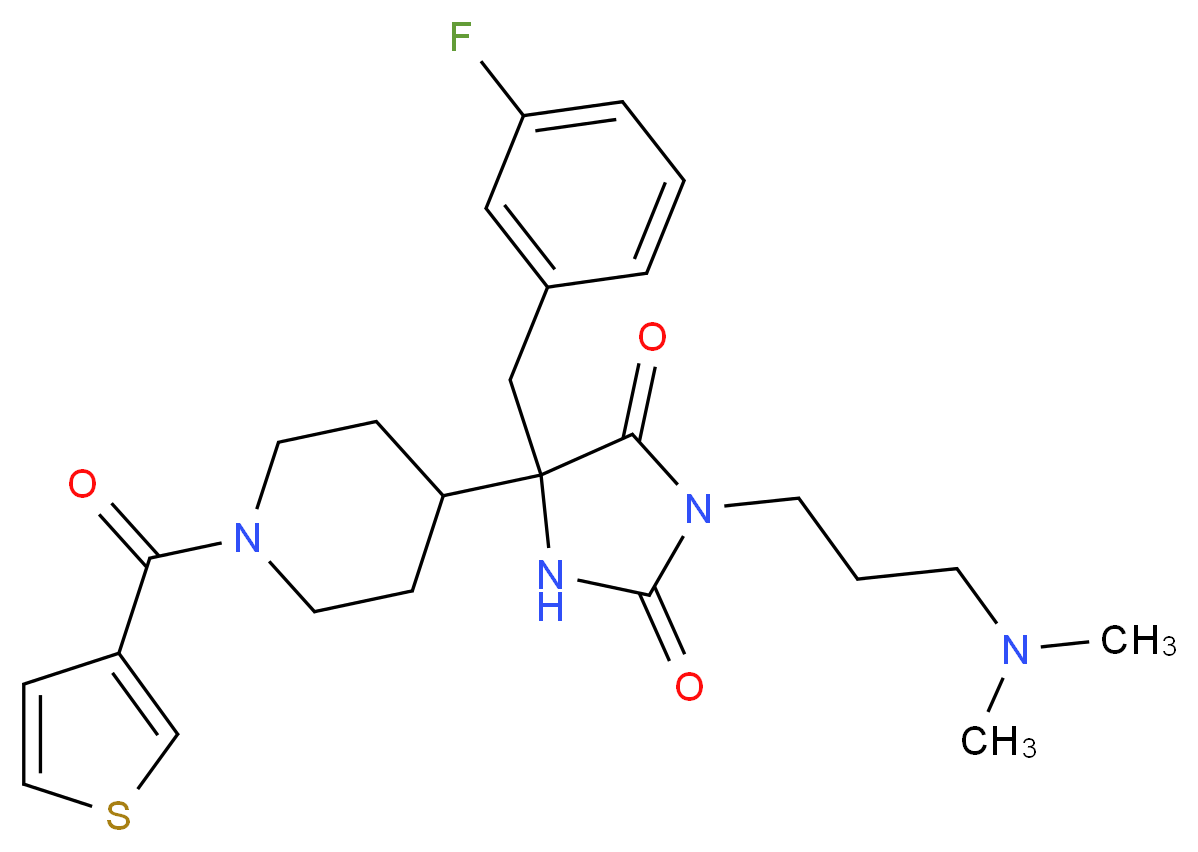 3-[3-(dimethylamino)propyl]-5-(3-fluorobenzyl)-5-[1-(3-thienylcarbonyl)-4-piperidinyl]-2,4-imidazolidinedione_分子结构_CAS_)