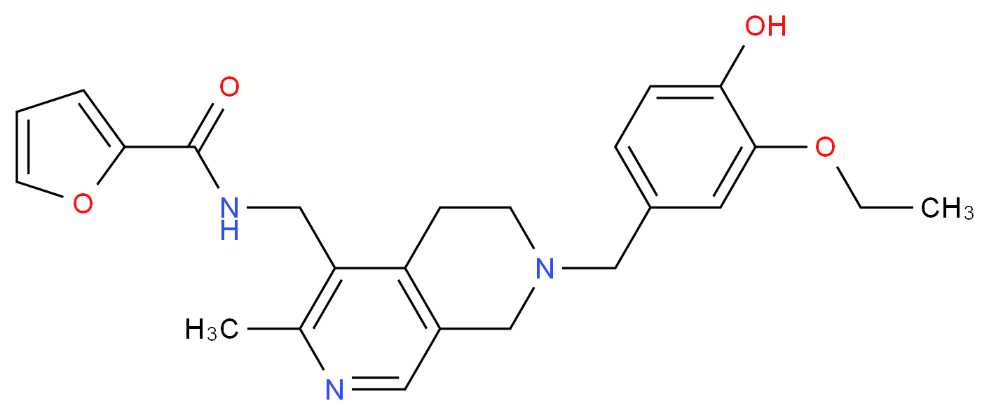 N-{[7-(3-ethoxy-4-hydroxybenzyl)-3-methyl-5,6,7,8-tetrahydro-2,7-naphthyridin-4-yl]methyl}-2-furamide_分子结构_CAS_)