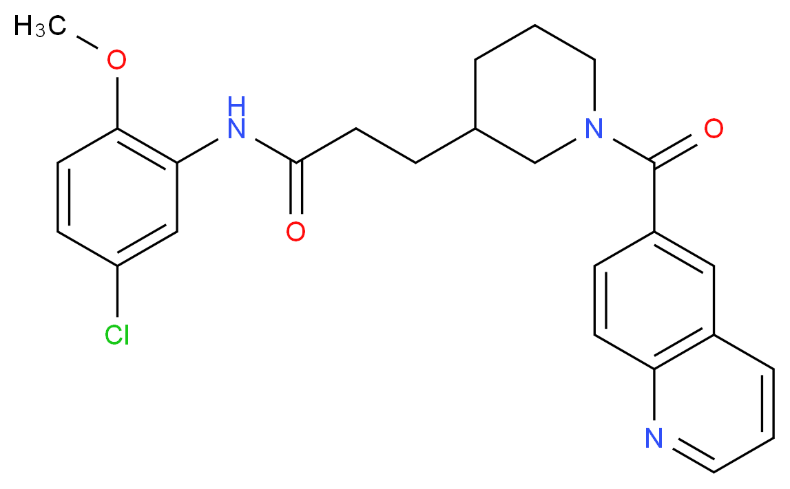 N-(5-chloro-2-methoxyphenyl)-3-[1-(6-quinolinylcarbonyl)-3-piperidinyl]propanamide_分子结构_CAS_)