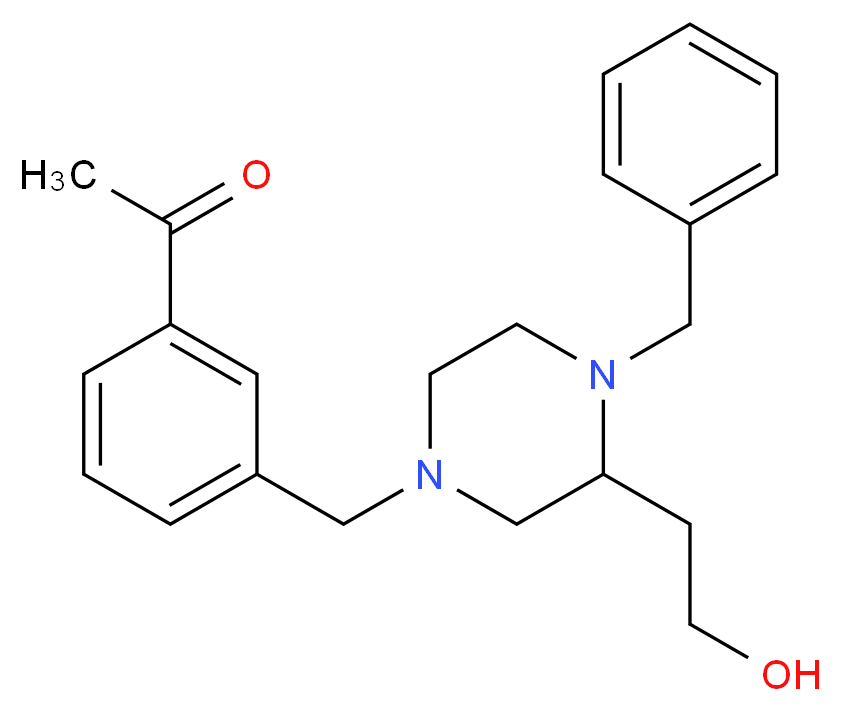 1-(3-{[4-benzyl-3-(2-hydroxyethyl)-1-piperazinyl]methyl}phenyl)ethanone_分子结构_CAS_)