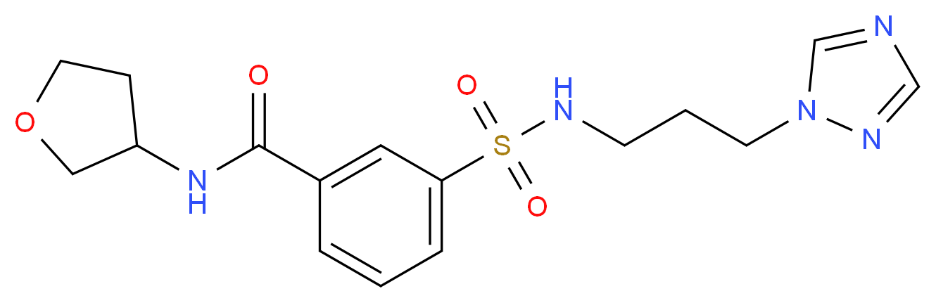 N-(tetrahydrofuran-3-yl)-3-({[3-(1H-1,2,4-triazol-1-yl)propyl]amino}sulfonyl)benzamide_分子结构_CAS_)