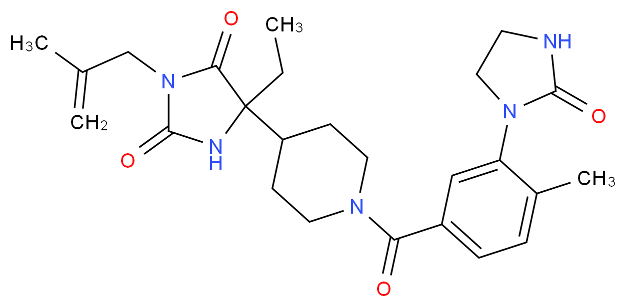 5-ethyl-5-{1-[4-methyl-3-(2-oxo-1-imidazolidinyl)benzoyl]-4-piperidinyl}-3-(2-methyl-2-propen-1-yl)-2,4-imidazolidinedione_分子结构_CAS_)