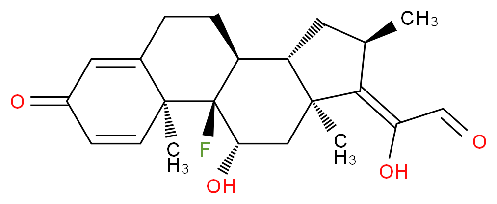 2-[(1R,2S,10S,11S,13R,14Z,15S,17S)-1-fluoro-17-hydroxy-2,13,15-trimethyl-5-oxotetracyclo[8.7.0.0<sup>2</sup>,<sup>7</sup>.0<sup>1</sup><sup>1</sup>,<sup>1</sup><sup>5</sup>]heptadeca-3,6-dien-14-ylidene]-2-hydroxyacetaldehyde_分子结构_CAS_6762-51-2