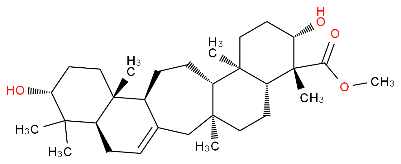 methyl (3S,6R,7R,8S,11R,12S,15S,16R,19R,21R)-8,19-dihydroxy-3,7,11,16,20,20-hexamethylpentacyclo[13.8.0.0<sup>3</sup>,<sup>1</sup><sup>2</sup>.0<sup>6</sup>,<sup>1</sup><sup>1</sup>.0<sup>1</sup><sup>6</sup>,<sup>2</sup><sup>1</sup>]tricos-1(23)-ene-7-carboxylate_分子结构_CAS_56218-46-3