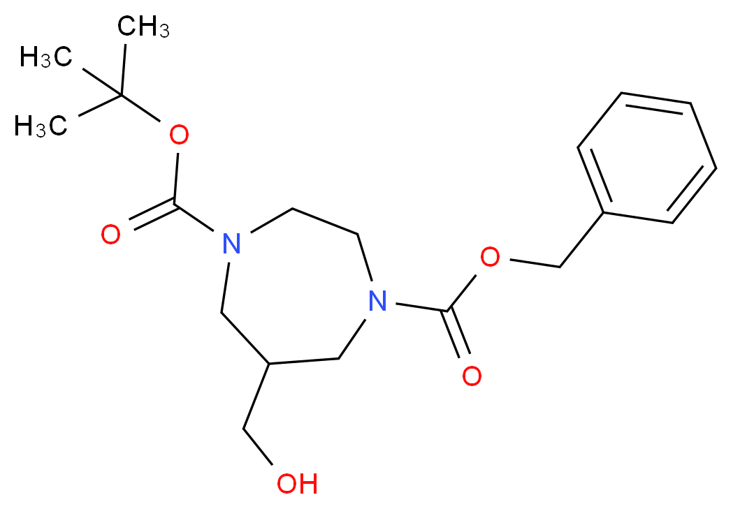 1-benzyl 4-tert-butyl 6-(hydroxymethyl)-1,4-diazepane-1,4-dicarboxylate_分子结构_CAS_1105187-33-4