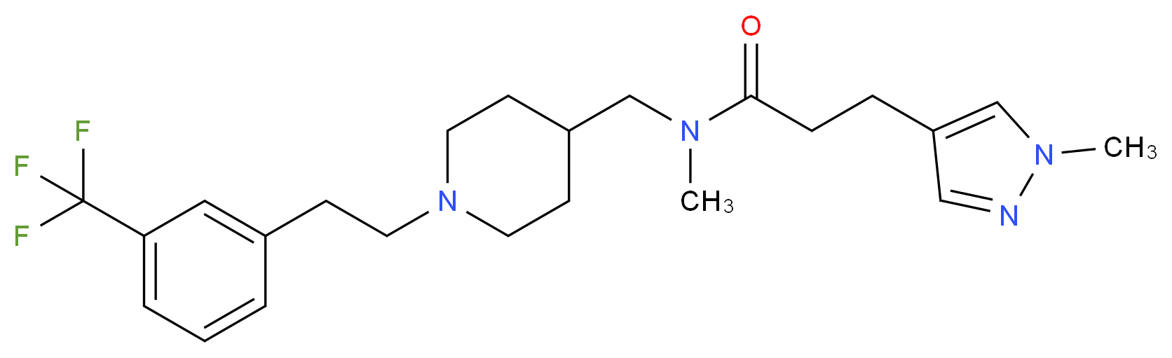 N-methyl-3-(1-methyl-1H-pyrazol-4-yl)-N-[(1-{2-[3-(trifluoromethyl)phenyl]ethyl}-4-piperidinyl)methyl]propanamide_分子结构_CAS_)