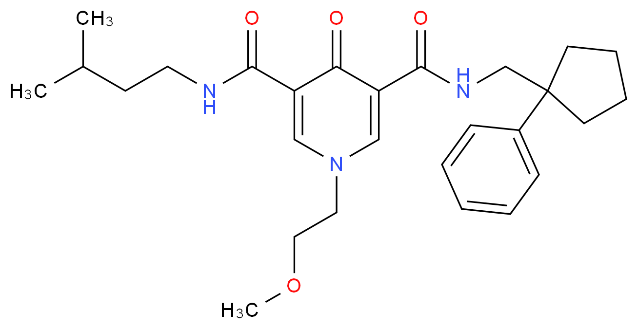 1-(2-methoxyethyl)-N-(3-methylbutyl)-4-oxo-N'-[(1-phenylcyclopentyl)methyl]-1,4-dihydro-3,5-pyridinedicarboxamide_分子结构_CAS_)